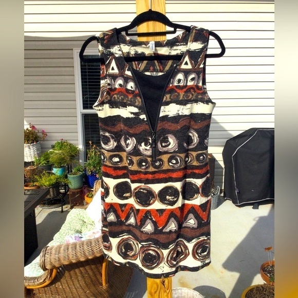 Art Deco size medium mini dress tunic 24seven geometric sleeveless boho Aztec M - Picture 1 of 8